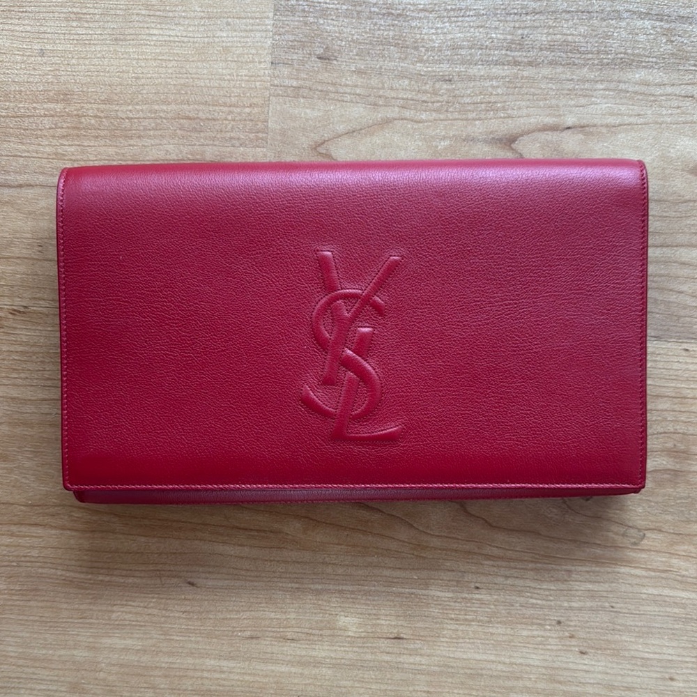 YSL Red Leather Clutch